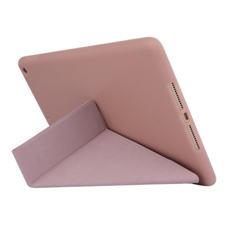 Чехол- книжка Solid Color Trid-fold Deformation Stand на iPad 9/8/7 10.2 (2019/2020/2021) -розовое золото