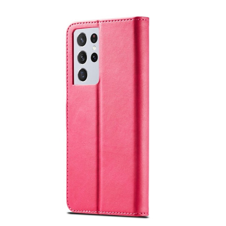 Чехол книжка LC.IMEEKE Calf Texture на Samsung Galaxy S21 Ultra - розовый
