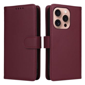 Чехол-книжка BETOPNICE BN-005 2 in 1 Detachable Imitate Genuine Leather для iPhone 16 Pro Max - винно-красный
