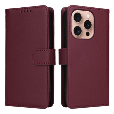 Чохол-книжка BETOPNICE BN-005 2 in 1 Detachable Imitate Genuine Leather для iPhone 16 Pro Max - винно-червоний