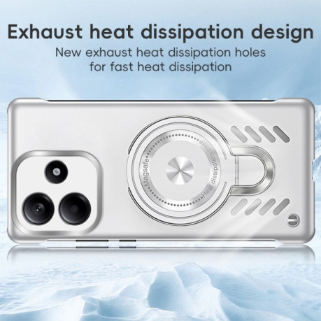 Противоударный чехол Ice Feeling Cooling MagSafe Magnetic для Xiaomi Redmi Note 14 5G - оранжевый