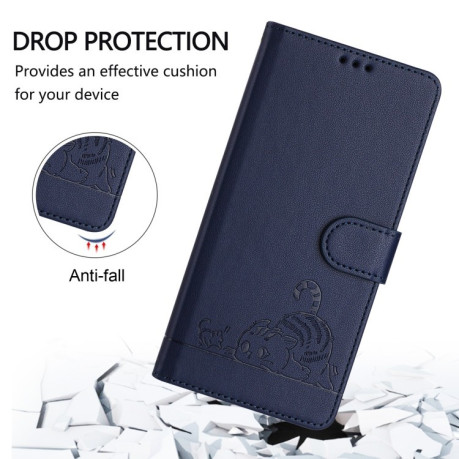 Чехол-книжка Cat Embossing Pattern на Infinix Smart 8 - синий