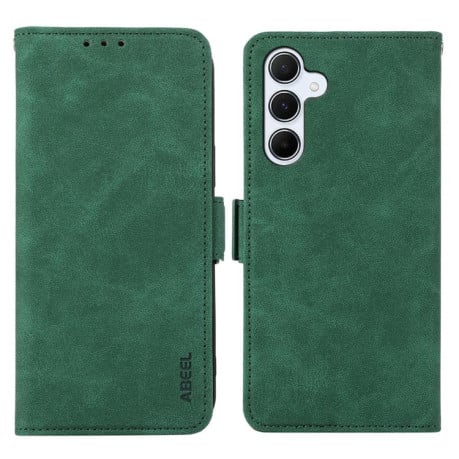Чехол-книжка ABEEL Color Block с защитой от сканирования RFID на Samsung Galaxy S25 FE 5G - зеленый