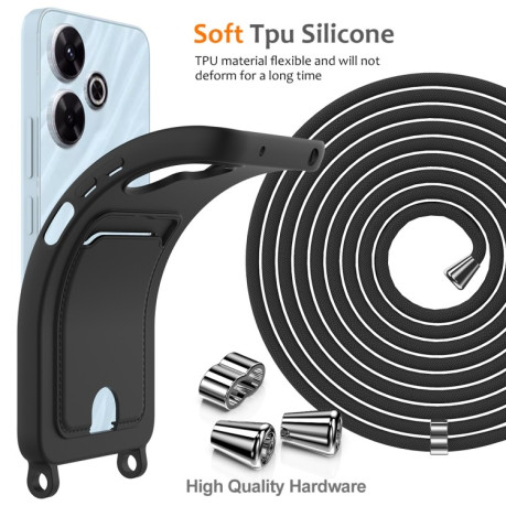 Силіконовий чохол Integrated Card Bag Solid Color Liquid Silicone на Xiaomi Poco M6 4G - чорний