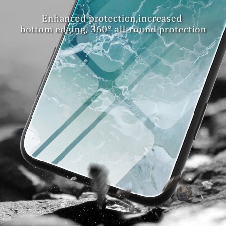 Противоударный стеклянный чехол Marble Pattern Glass на Xiaomi Redmi Note 11E/Redme 10 5G - Water Waves