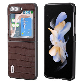 Протиударний чохол ABEEL Crocodile Texture Genuine Leather для Samsung Galaxy Flip 6/Flip 7 FE - коричневий