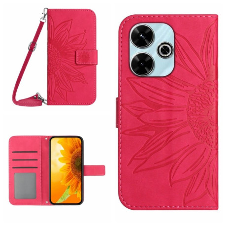 Чохол-книжка Skin Feel Sun Flower для Xiaomi Redmi 13 4G Global - пурпурно-червоний