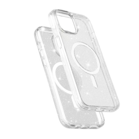 Противоударный чехол Terminator Style Glitter для iPhone 15 - белый