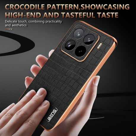 Чехол AZNS Electroplated Frame Crocodile Texture на Xiaomi 15 Pro - белый