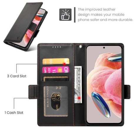Чохол-книжка Side Buckle Magnetic Frosted Leather на Xiaomi Redmi 15 5G / 4G EU 171mm - чорний