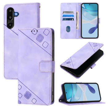 Чехол-книжка Skin-feel Embossed для на Samsung Galaxy M16 5G Global - фиолетовый