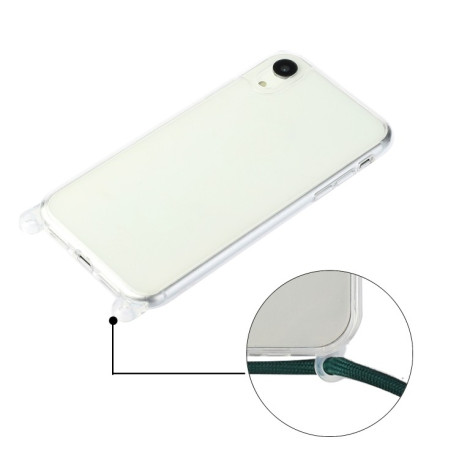 Противоударный чехол Ultra-thin Acrylic with Lanyard для iPhone XR - темно-зеленый