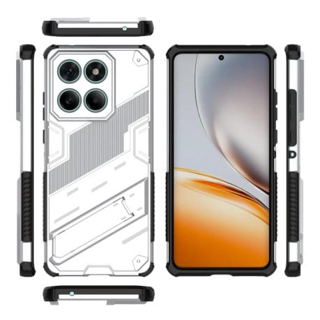 Противоударный чехол Punk Armor с подставкой на Motorola Edge 60 Fusion 5G - белый