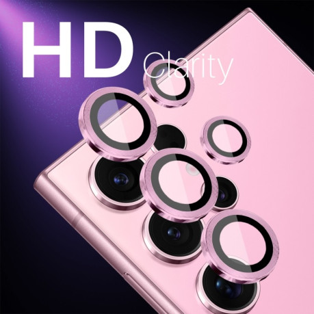 Захисне скло NORTHJO Glitter Camera Lens Protector Tempered Glass Metal Ring для Samsung Galaxy S25 Ultra 5G - рожеве