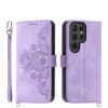 Чехол-книжка Skin-feel Flowers Embossed для Samsung Galaxy S24 Ultra 5G - фиолетовый