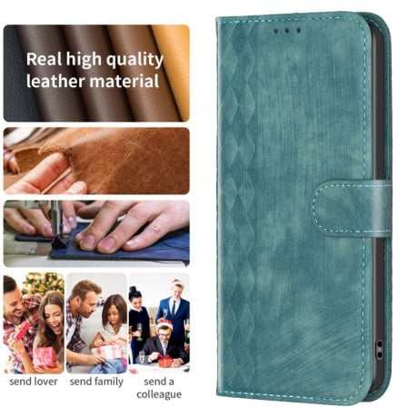 Чехол- книжка Plaid Embossed Leather для Samsung Galaxy S23 FE 5G - зеленый
