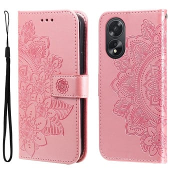 Чехол-книжка 7-petal Flowers Embossing для OPPO A38 4G / A18 4G Global - розовое золото