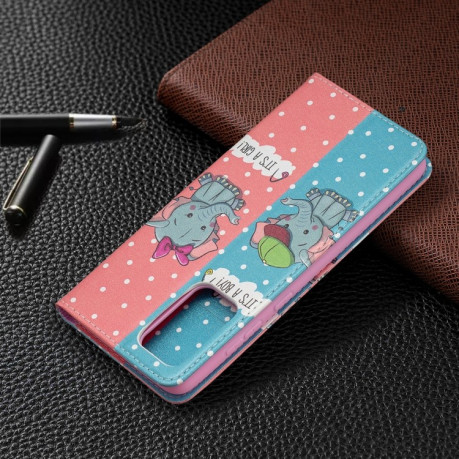 Чехол-книжка Colored Drawing Series на Samsung Galaxy A72 - Elephant