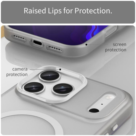 Противоударный чехол MagSafe Frosted Translucent TPU + PC для iPhone 17 Pro Max - белый
