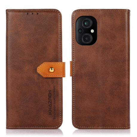 Чехол-книжка KHAZNEH Dual-color Cowhide для Xiaomi Poco M4 5G/M5 5G - коричневый