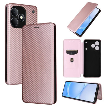 Чехол-книжка Carbon Fiber Texture на Realme Note 80 4G — розовый
