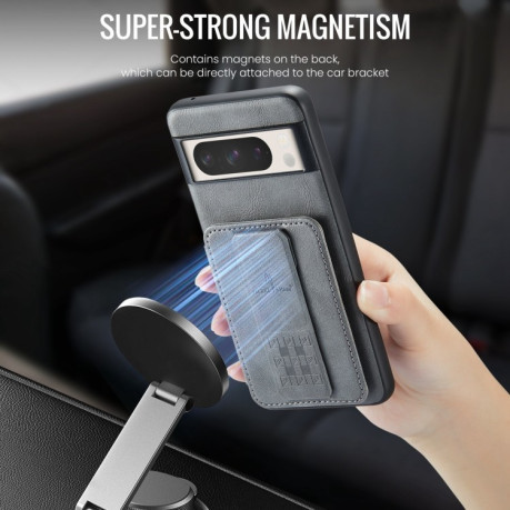 Чехол Fierre Shann Oil Wax Cow Leather Card Holder на Google Pixel 8a - серый