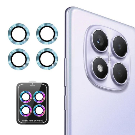 Защитное стекло на камеру ENKAY Aluminium для Xiaomi Redmi Note 14 Pro 4G - голубое