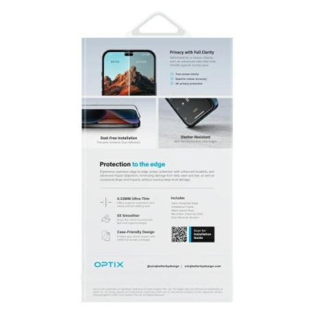 Захистне скло Uniq Optix Privacy with privacy applicator для iPhone 16 Plus - чорне