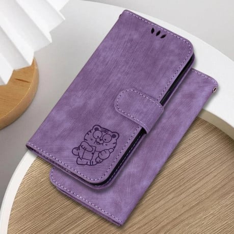 Чохол-книжка Little Tiger Embossed Leather на Xiaomi Redmi Note 14 4G 164.48mm - фіолетовий