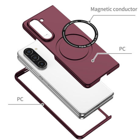 Противоударный чехол Magsafe Magnetic Folding для Samsung Galaxy Fold 5 - винно-красный