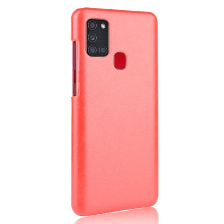 Чехол Litchi Texture на Samsung Galaxy A21s - красный