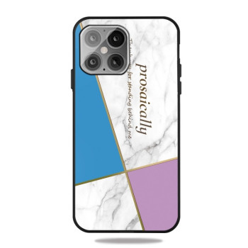 Противоударный чехол Frosted Fashion Marble для iPhone 13 - Blue-violet Triangle