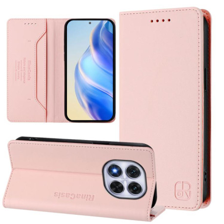 Чохол-книжка RC01 Dual-Folded Magnetic Suction RFID Leather на Xiaomi Redmi Note 14 Pro 4G - рожевий