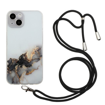 Чехол Hollow Marble Pattern with Neck для  iPhone 14 Plus - черный