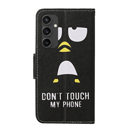 Чехол-книжка Colored Drawing Pattern для Samsung Galaxy S24 FE 5G - Penguins