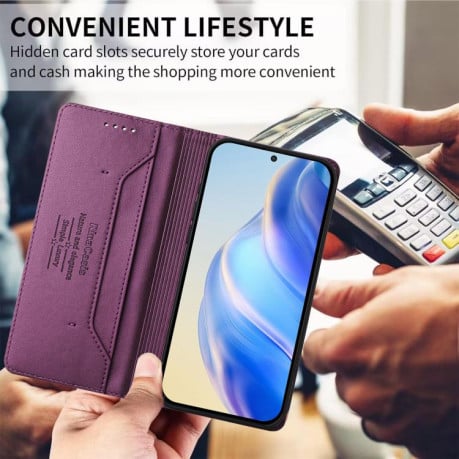 Чохол-книжка RC01 Dual-Folded Magnetic Suction RFID Leather на Infinix Note 60 / 60 Pro — фіолетовий