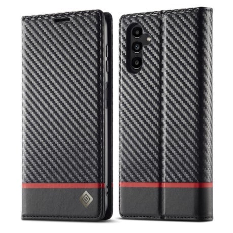 Чехол-книжка LCIMEEKE Carbon Fiber для Samsung Galaxy S24 FE 5G - Black