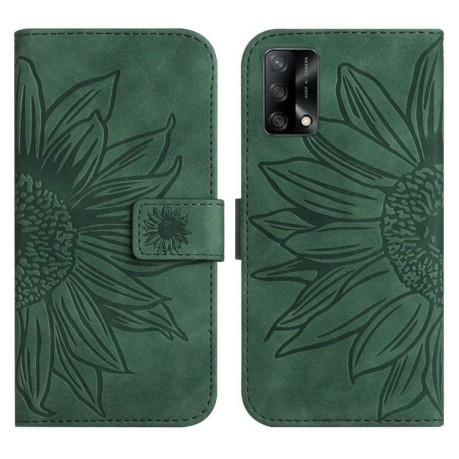 Чехол-книжка Skin Feel Sun Flower для OPPO A74 4G - зеленый
