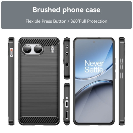 Протиударний чохол Brushed Texture Carbon Fiber на OnePlus Nord 4 - чорний