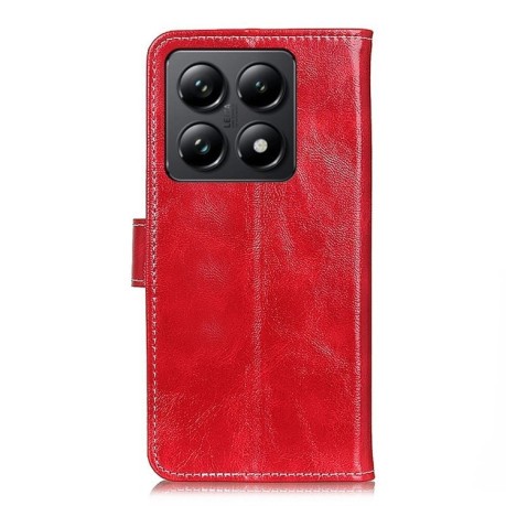 Чехол-книжка Magnetic Retro Crazy Horse Texture на Xiaomi 14T Pro - красный