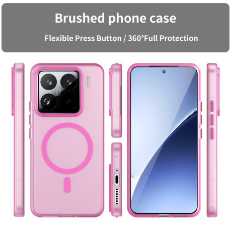 Протиударний чохол MagSafe Frosted Translucent TPU + PC для Xiaomi 15 Pro - рожевий