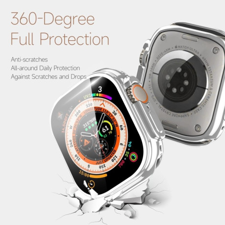 Протиударний чохол із захисним склом DUX DUCIS Electroplated для Apple Watch Ultra 49mm - сріблястий