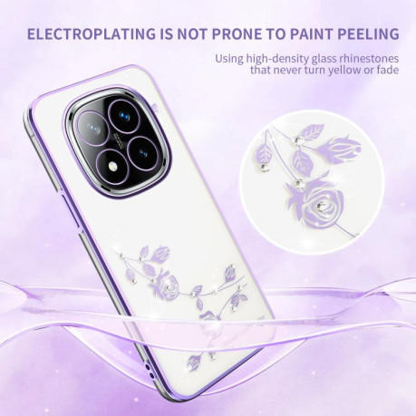 Чохол протиударний Bling Diamond Flower All-inclusive для Xiaomi Redmi Note 14 Pro+ - фіолетовий
