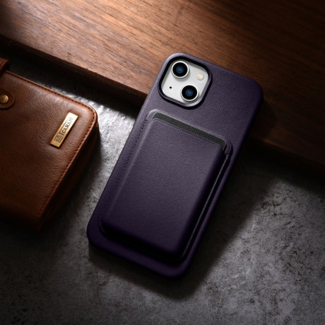 Кожаный чехол iCarer Genuine Leather (MagSafe) для iPhone 14/13 - темно-фиолетовый