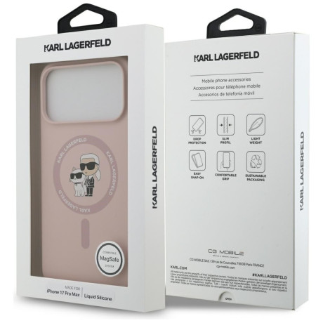 Оригинальный силиконовый чехол Karl Lagerfeld Silicone Karl&amp;Choupette Ring с MagSafe на iPhone 17 Pro Max - Pink