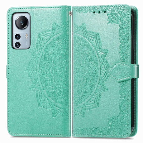 Чехол-книжка Mandala Embossing Pattern на Xiaomi 12 Lite - зеленый