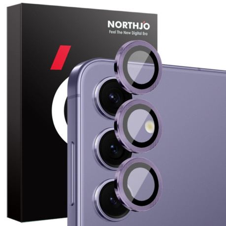 Захисне скло NORTHJO Glitter Camera Lens Protector Tempered Glass Metal Ring для Samsung Galaxy S25+ 5G - фіолетове