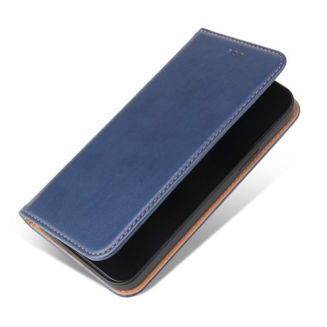 Кожаный чехол-книжка Fierre Shann Genuine leather на  iPhone 14 Plus - синий