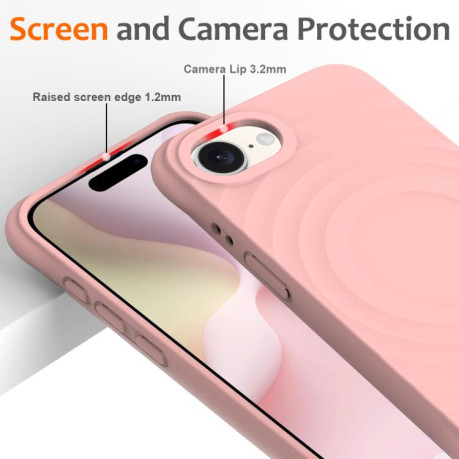 Чохол протиударний Wave Texture MagSafe Magnetic Liquid Silicone для iPhone 16e - рожевий