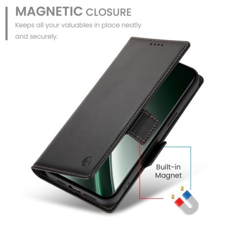 Чехол-книжка Side Buckle Magnetic Frosted Leather для Realme GT 6 Global/ Realme GT 6 4G - черный